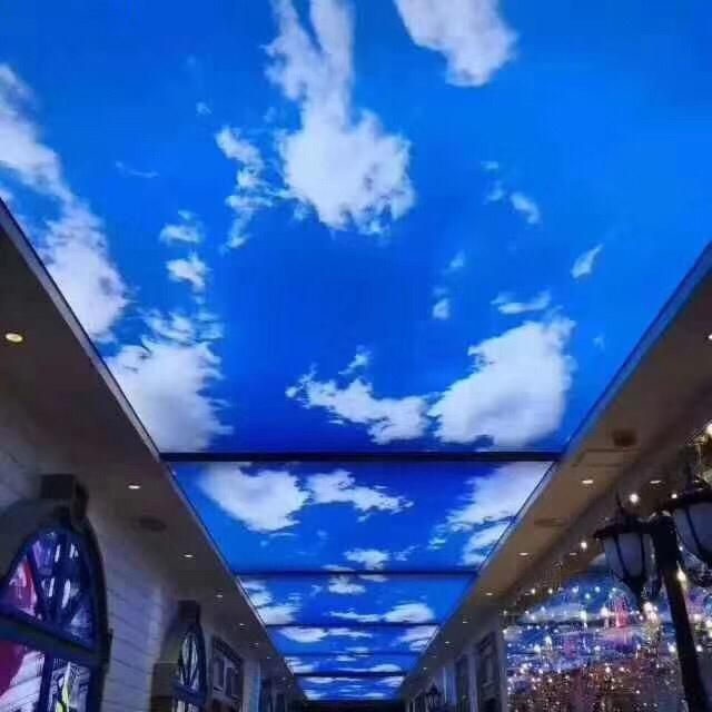 2025 Newest PVC stretch ceiling film Blue sky printing for interior decor factory price 