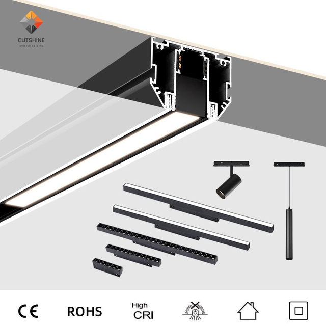 Modern Adjustable Magnetic Track Lighting System Spotlights And Rail Lights for Home And Commercial Area Workable for Stretch Ceiling System 