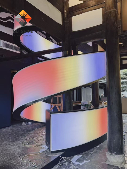 White Translucent PVC Stretch Ceiling Film with RGBW LED Lighting for Stair Steps factory direct price 