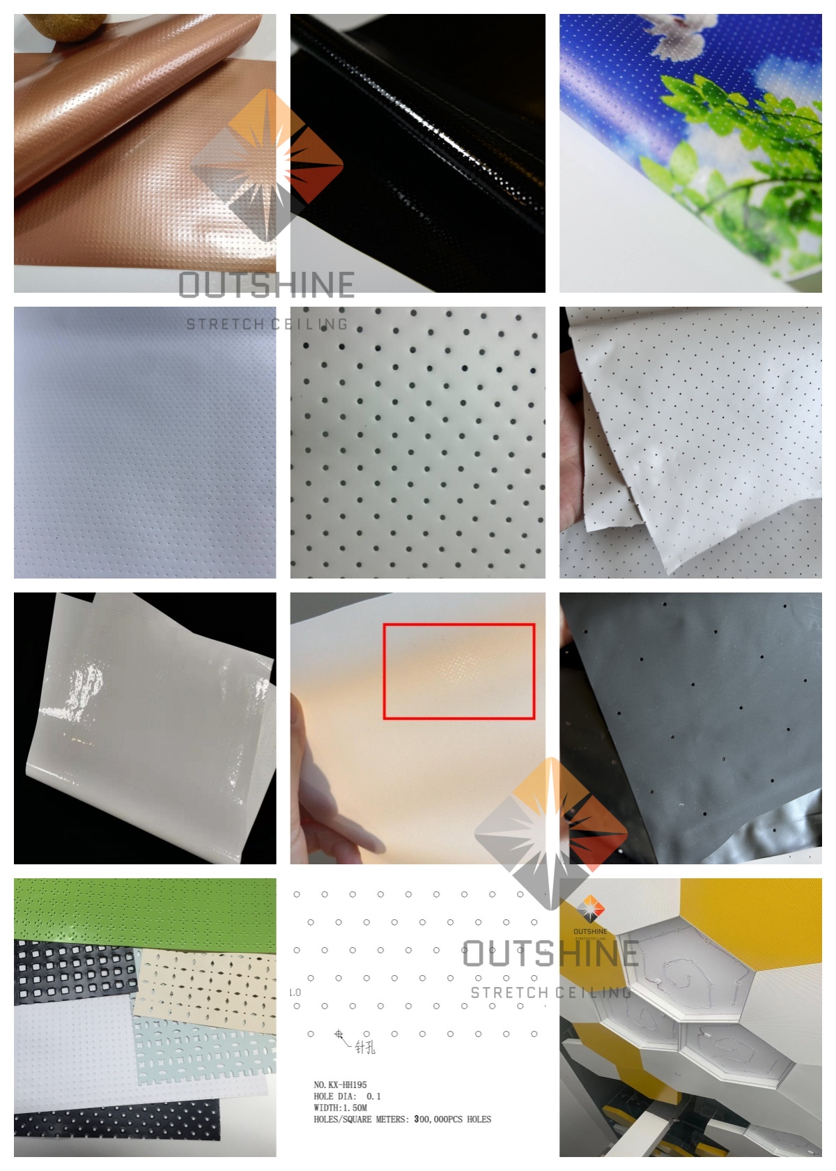 Chinese stretch ceiling factory Micro-perforated PVC stretch ceiling film Rolls