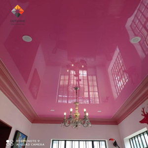 Best Selling Premium Glossy PVC Stretch Ceiling Pink color red color laqure plafon tendu- Mirror Finish for Modern Interiors