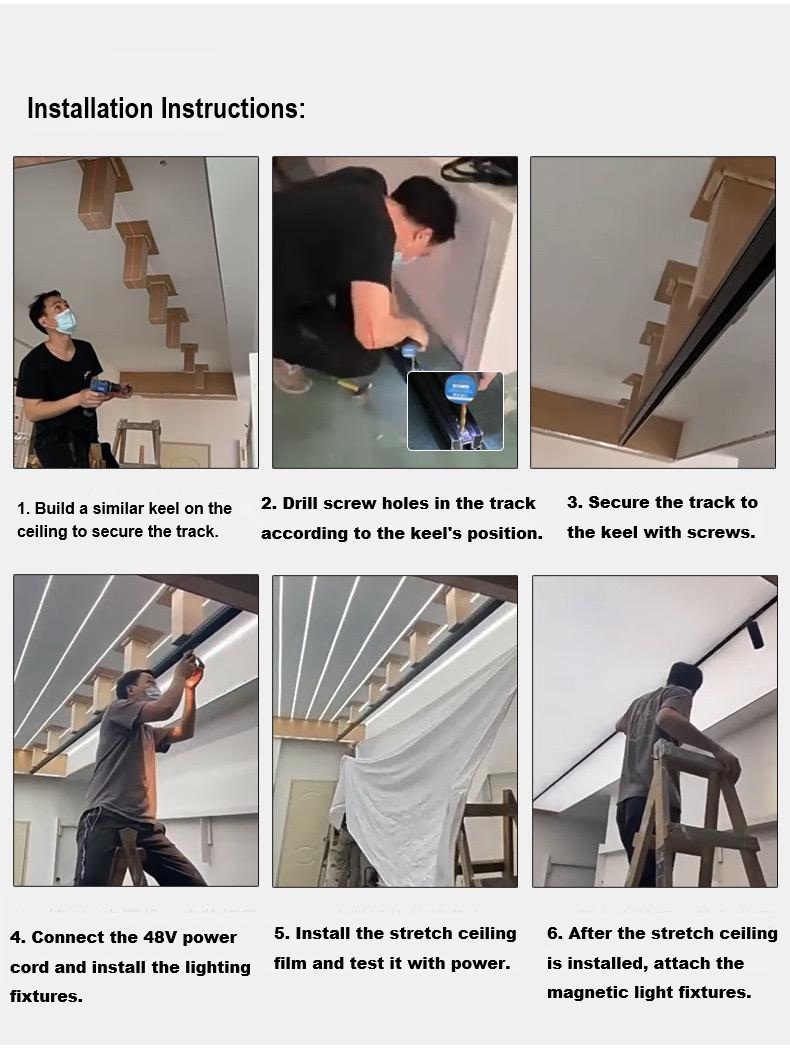 Modern Adjustable Magnetic Track Lighting System Spotlights And Rail Lights for Home And Commercial Area workable for Stretch Ceiling system installation