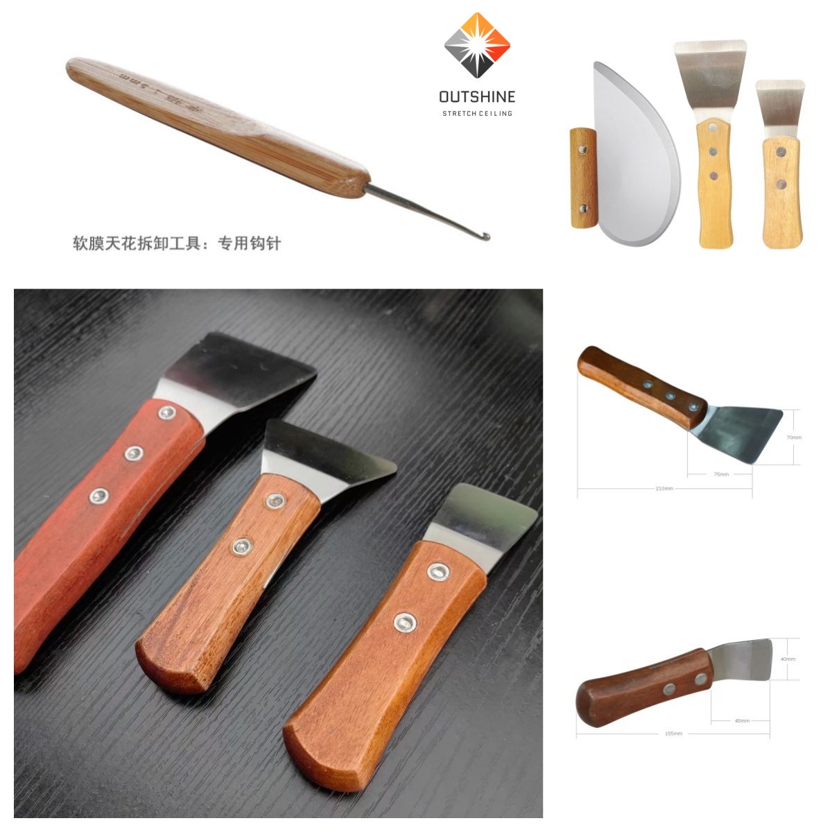 Professional Stretch Ceiling Hook Spatula Kit – PVC & Fabric Installation Tool