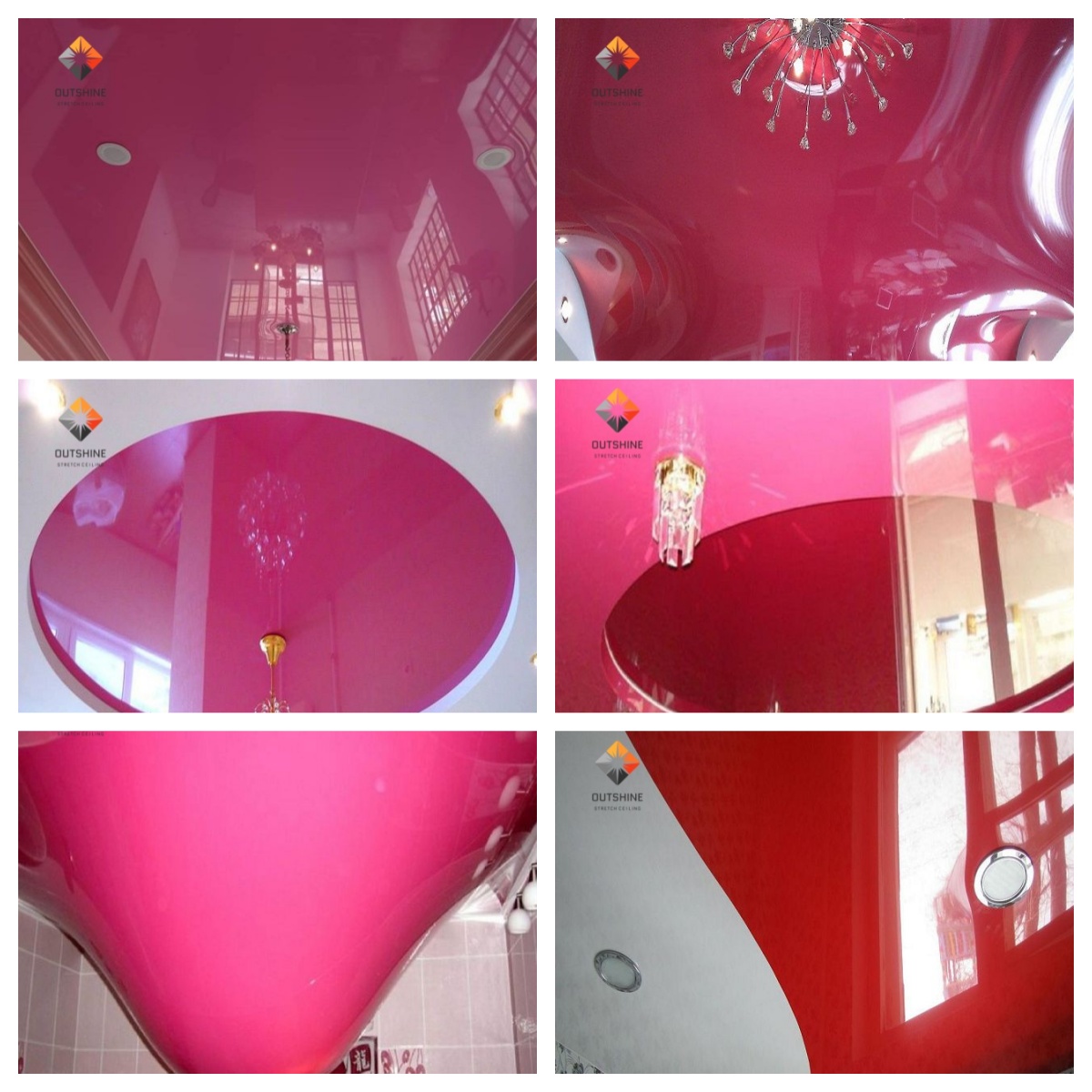 Pink & Red Glossy PVC Stretch Ceiling - Mirror Finish for Modern Interiors Premium & Best-Selling